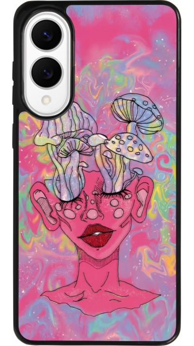 Samsung Galaxy S25 Edge Case Hülle - Silikon schwarz Psychedelic pink mushroom