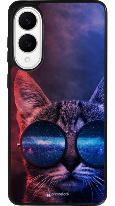 Samsung Galaxy S25 Edge Case Hülle - Silikon schwarz Red Blue Cat Glasses