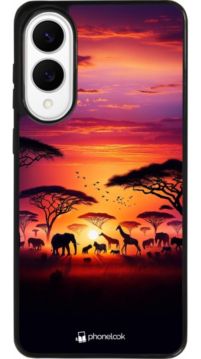 Samsung Galaxy S25 Edge Case Hülle - Silikon schwarz Safari Sonnenuntergang Wildtiere