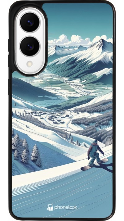 Samsung Galaxy S25 Edge Case Hülle - Silikon schwarz Snowboarder Berg