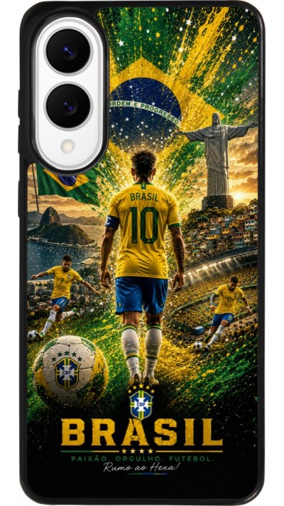 Coque Samsung Galaxy S25 Edge - Silicone rigide noir Football Brésil splash 2026