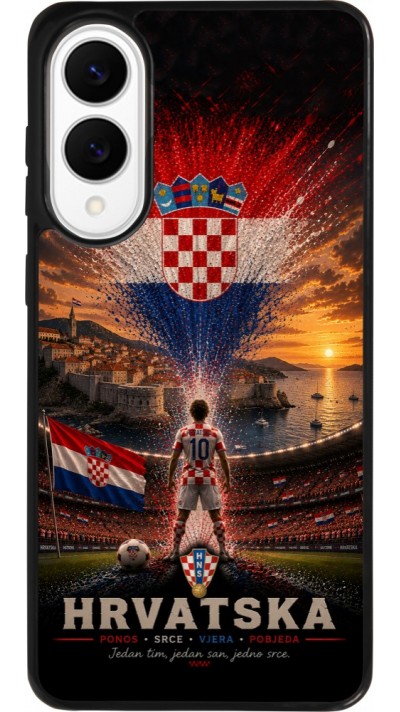 Coque Samsung Galaxy S25 Edge - Silicone rigide noir Football Croatie splash 2026