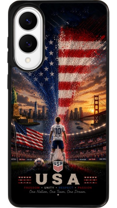 Coque Samsung Galaxy S25 Edge - Silicone rigide noir Football États-Unis splash 2026