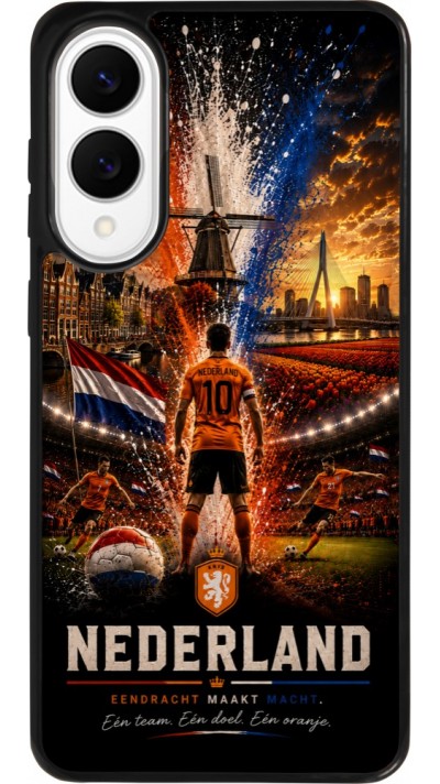 Coque Samsung Galaxy S25 Edge - Silicone rigide noir Football Pays-Bas splash 2026