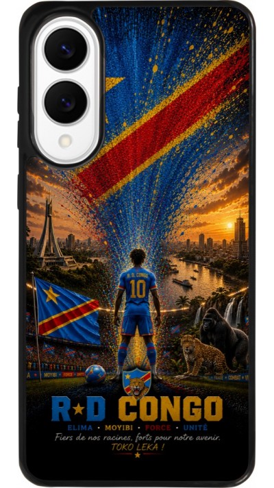 Coque Samsung Galaxy S25 Edge - Silicone rigide noir Football République démocratique du Congo splash 2026