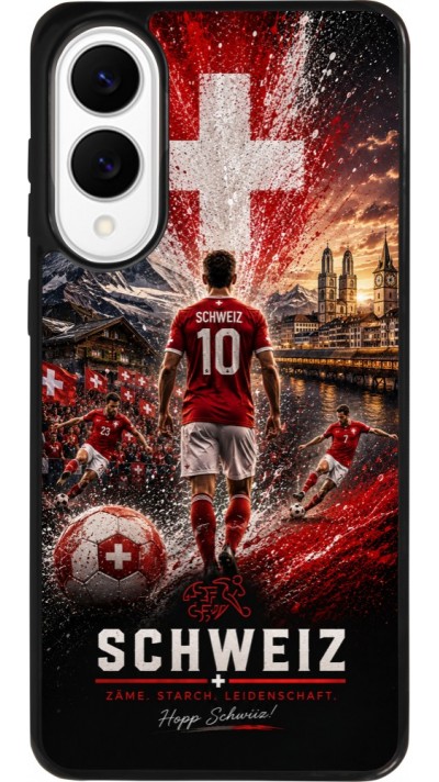 Coque Samsung Galaxy S25 Edge - Silicone rigide noir Football Schweiz splash 2026
