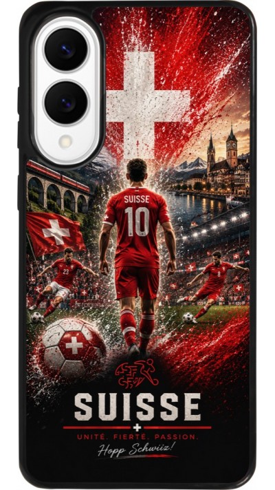 Coque Samsung Galaxy S25 Edge - Silicone rigide noir Football Suisse splash 2026