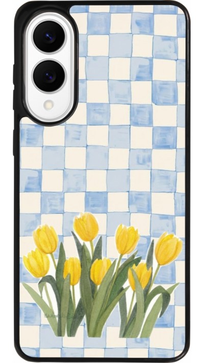 Coque Samsung Galaxy S25 Edge - Silicone rigide noir Blue vichy tulips Spring 2026