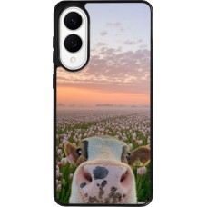 Samsung Galaxy S25 Edge Case Hülle - Silikon schwarz Cow with tulips Spring 2026