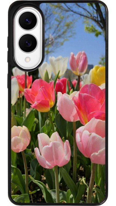 Coque Samsung Galaxy S25 Edge - Silicone rigide noir Tulips Spring 2026