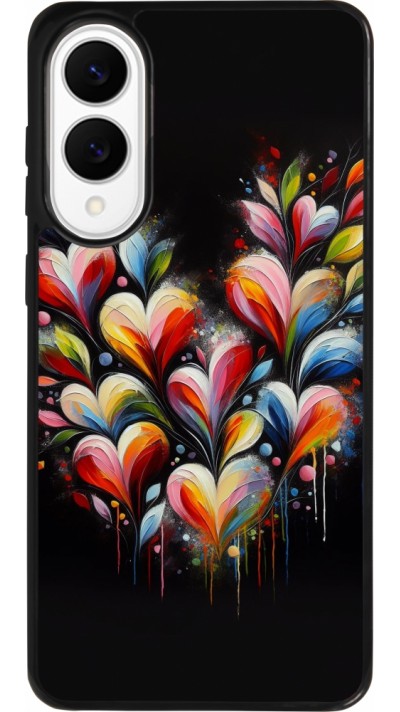 Coque Samsung Galaxy S25 Edge - Silicone rigide noir Valentine 2024 Coeur Noir Abstrait