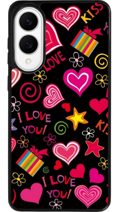 Coque Samsung Galaxy S25 Edge - Silicone rigide noir Valentine 2023 love symbols