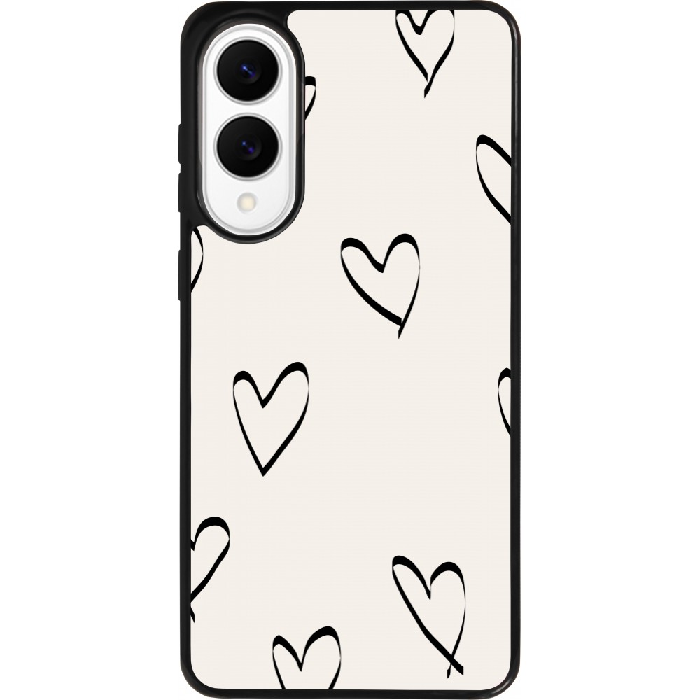 Samsung Galaxy S25 Edge Case Hülle - Silikon schwarz Valentine 2023 minimalist hearts