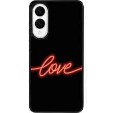 Coque Samsung Galaxy S25 Edge - Silicone rigide noir Valentine 2023 neon love