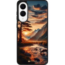 Samsung Galaxy S25 Edge Case Hülle - Silikon schwarz Tal Sonnenuntergang Hirsch Baum