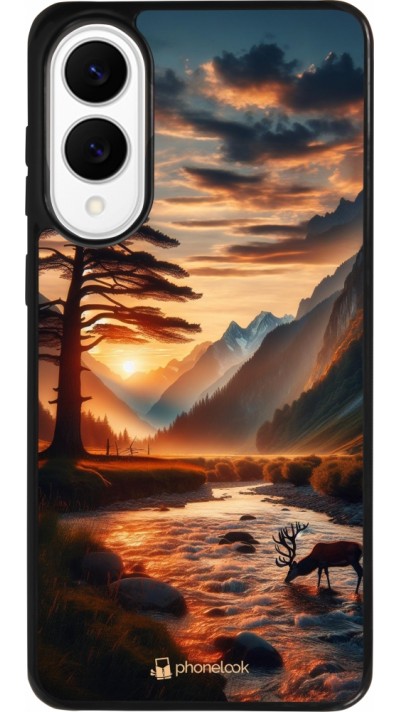 Coque Samsung Galaxy S25 Edge - Silicone rigide noir Valley Sunset Deer Tree