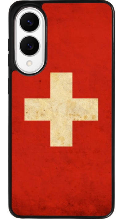 Samsung Galaxy S25 Edge Case Hülle - Silikon schwarz Vintage Flag SWISS Samsung Galaxy S25 Edge Case Hülle - Silikon schwarz Vintage Flag SWISS