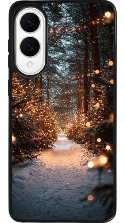 Coque Samsung Galaxy S25 Edge - Silicone rigide noir Winter 25 Winter snowy road