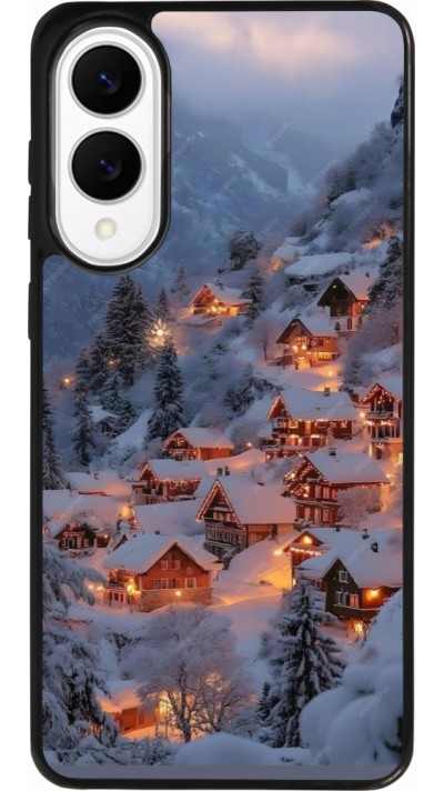 Coque Samsung Galaxy S25 Edge - Silicone rigide noir Winter 25 Winter snowy village