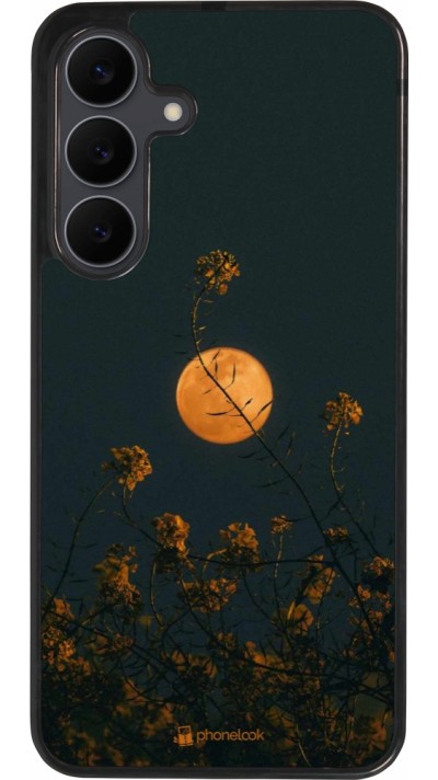 Samsung Galaxy S25 FE Case Hülle - Silikon schwarz Moon Flowers