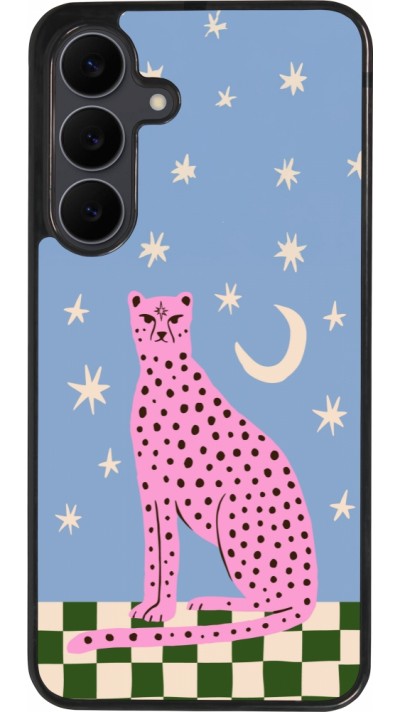 Coque Samsung Galaxy S25 FE - Silicone rigide noir Pink leopard with stars 2026