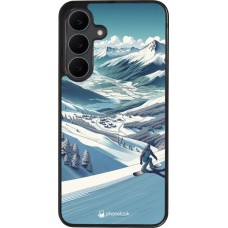 Coque Samsung Galaxy S25 FE - Silicone rigide noir Snowboarder Montagne