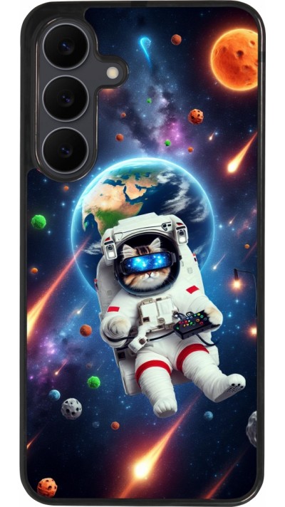 Samsung Galaxy S25 FE Case Hülle - Silikon schwarz VR SpaceCat Odyssee