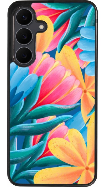 Samsung Galaxy S25 FE Case Hülle - Silikon schwarz Spring 23 colorful flowers