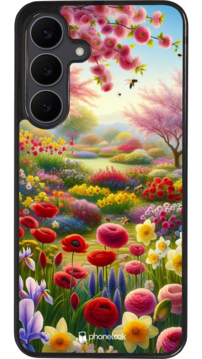 Coque Samsung Galaxy S25 FE - Silicone rigide noir Spring 25 Bouquet printemps