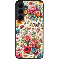 Coque Samsung Galaxy S25 FE - Silicone rigide noir Spring 25 printemps fleuri