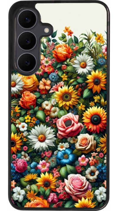 Samsung Galaxy S25 FE Case Hülle - Silikon schwarz Sommer Blumenmuster
