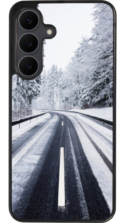 Samsung Galaxy S25 FE Case Hülle - Silikon schwarz Winter 22 Snowy Road