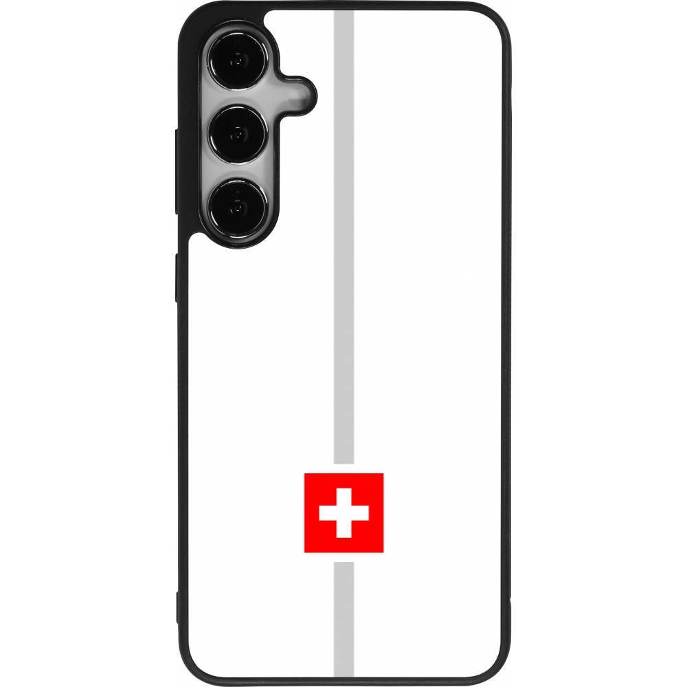 Samsung Galaxy S25+ Case Hülle - Silikon schwarz Kanton CH weiss