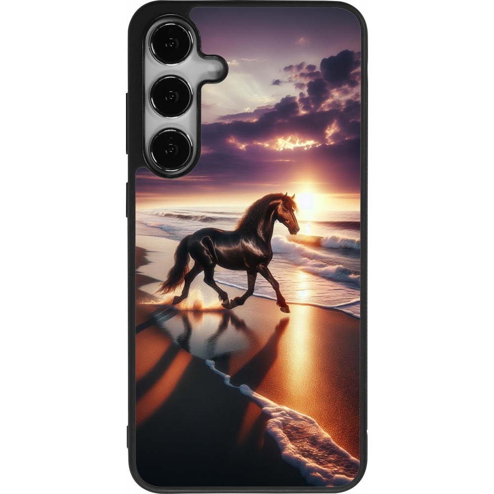 Samsung Galaxy S25+ Case Hülle - Silikon schwarz Pferd majestätisch Strand