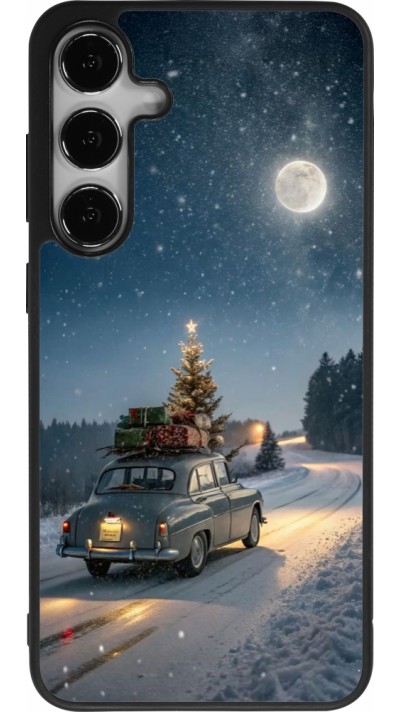 Coque Samsung Galaxy S25+ - Silicone rigide noir Christmas 25 Car with Tree Xmas