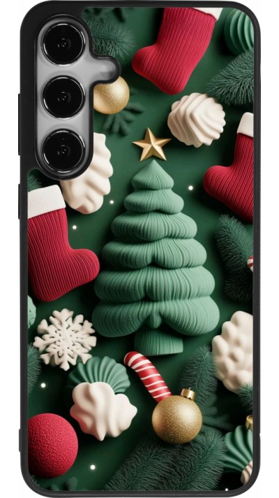 Coque Samsung Galaxy S25+ - Silicone rigide noir Christmas 25 Christmas textiles