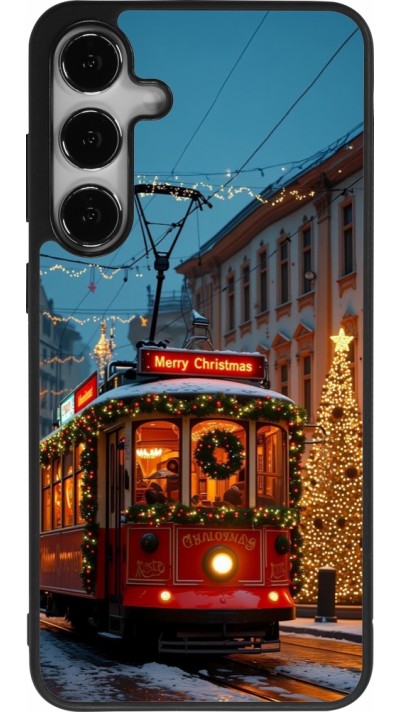 Coque Samsung Galaxy S25+ - Silicone rigide noir Christmas 25 Xmas Train
