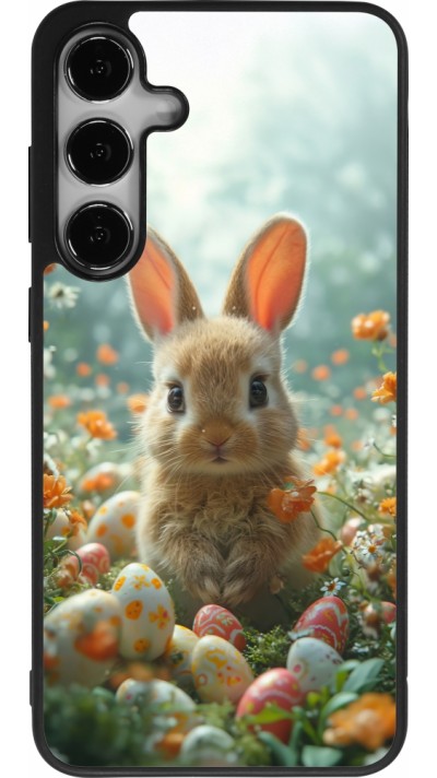 Samsung Galaxy S25+ Case Hülle - Silikon schwarz Easter 2026 Rabbit in the garden