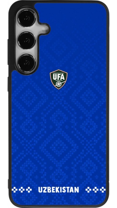 Coque Samsung Galaxy S25+ - Silicone rigide noir Maillot de football Ouzbékistan 2026 personnalisable
