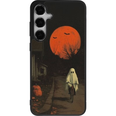 Samsung Galaxy S25+ Case Hülle - Silikon schwarz Halloween 2025 Ghost on a bicycle
