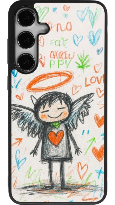 Samsung Galaxy S25+ Case Hülle - Silikon schwarz Little Angel Sketch Love