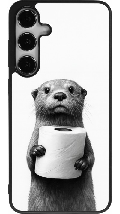 Samsung Galaxy S25+ Case Hülle - Silikon schwarz Otter Toilettenpapier