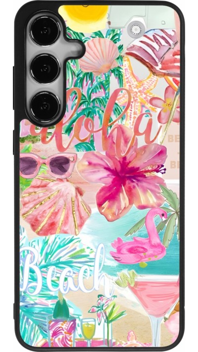 Samsung Galaxy S25+ Case Hülle - Silikon schwarz Preppy Collage Aloha