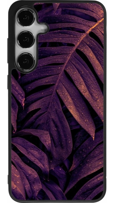 Samsung Galaxy S25+ Case Hülle - Silikon schwarz Purple Light Leaves