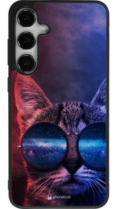 Samsung Galaxy S25+ Case Hülle - Silikon schwarz Red Blue Cat Glasses
