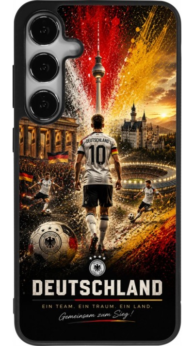 Coque Samsung Galaxy S25+ - Silicone rigide noir Football Allemagne splash 2026