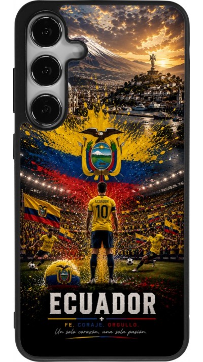 Coque Samsung Galaxy S25+ - Silicone rigide noir Football Équateur splash 2026