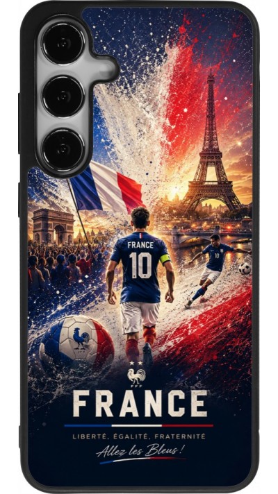 Coque Samsung Galaxy S25+ - Silicone rigide noir Football France splash 2026
