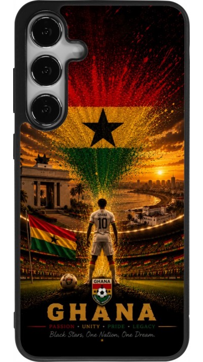 Coque Samsung Galaxy S25+ - Silicone rigide noir Football Ghana splash 2026