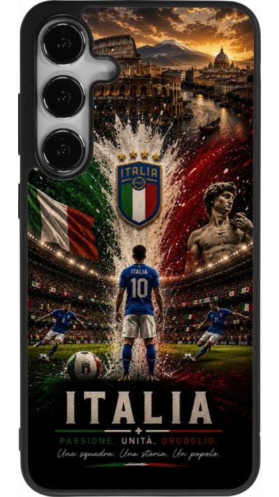 Coque Samsung Galaxy S25+ - Silicone rigide noir Football Italie splash 2026